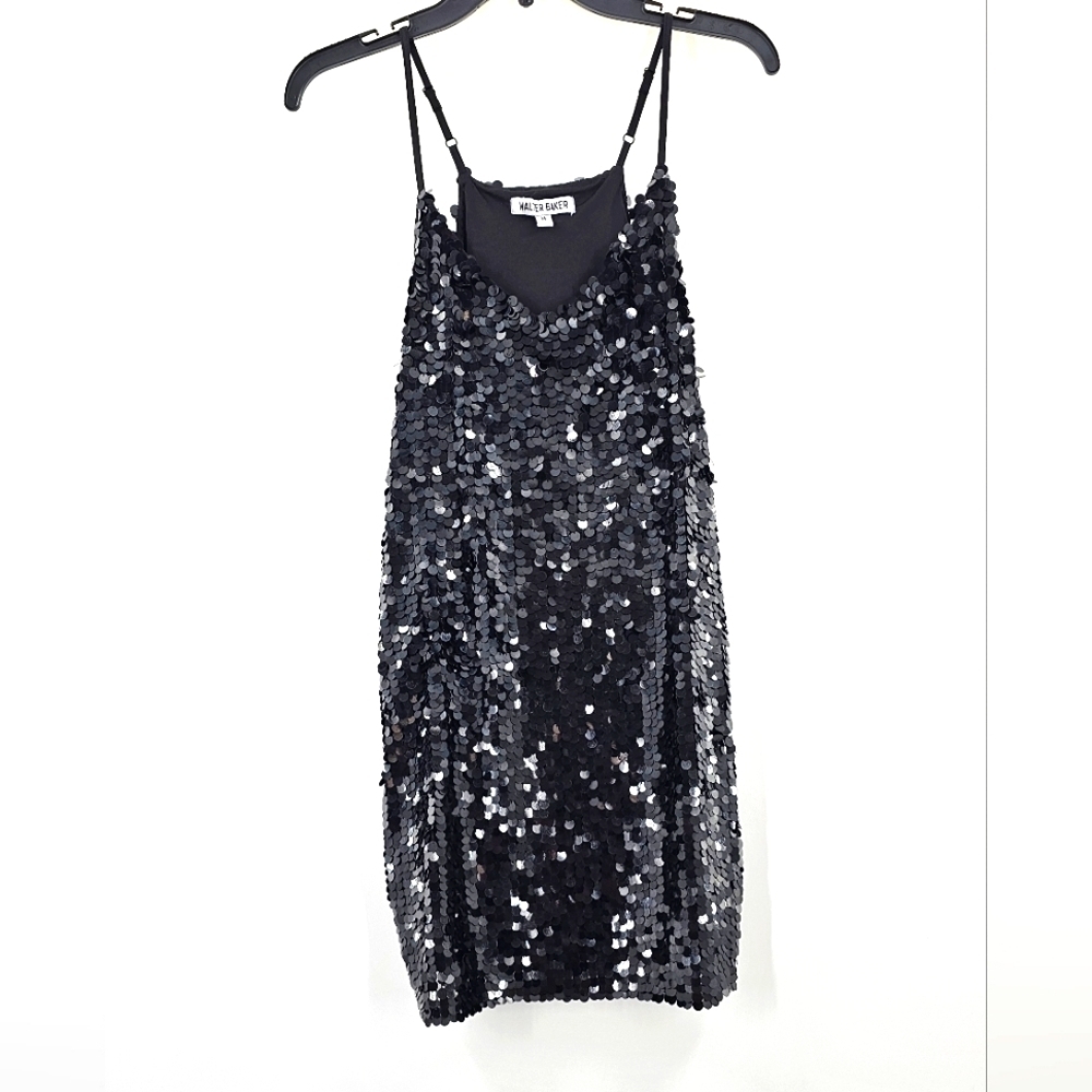 Walter Baker Dolla Sequin Mini Women's Black Dress Size Medium